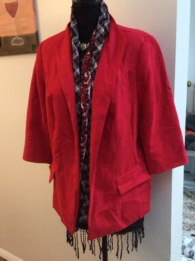 Red Women's Open-Front Blazer Jacket